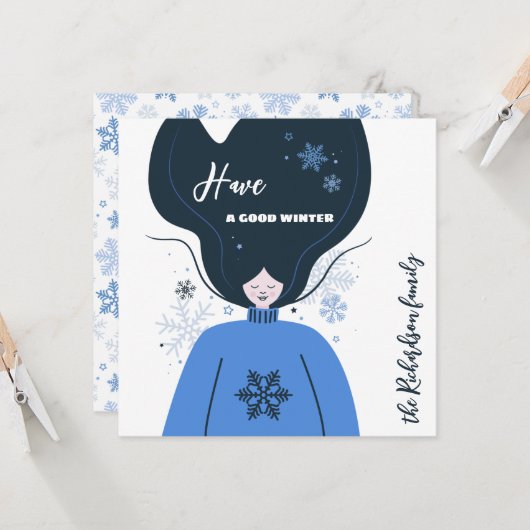 Mooie meid heeft een goede winter kaart (Voorkant / Achterkant in situ)