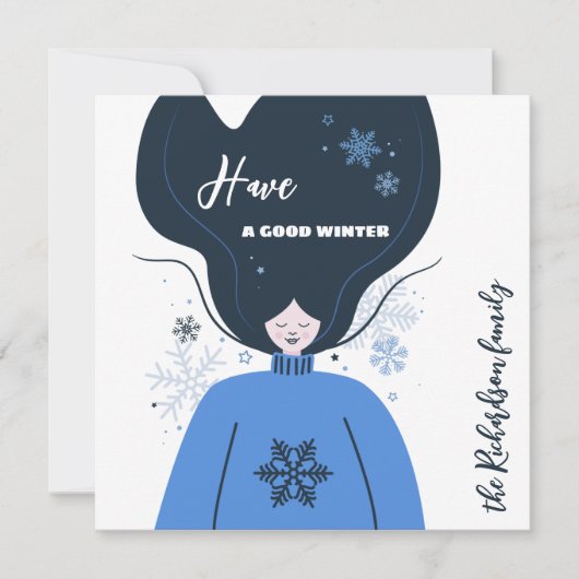 Mooie meid heeft een goede winter kaart (Voorkant)