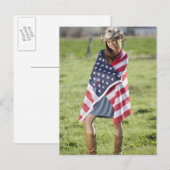 Mooie meid in Amerikaanse vlag Briefkaart (Voorkant / Achterkant)