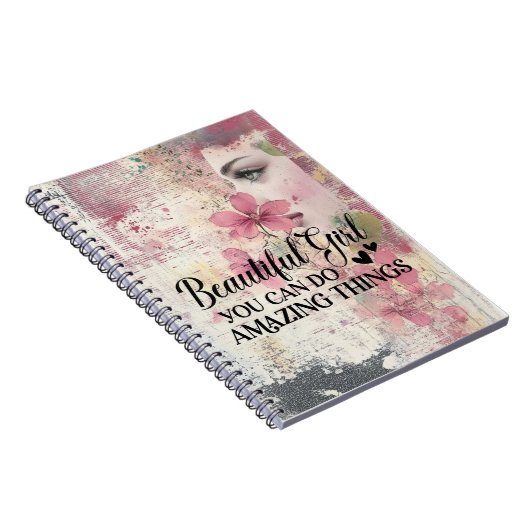 Mooie meid, je kunt geweldige dingen doen notitieboek (Rechterzijde)