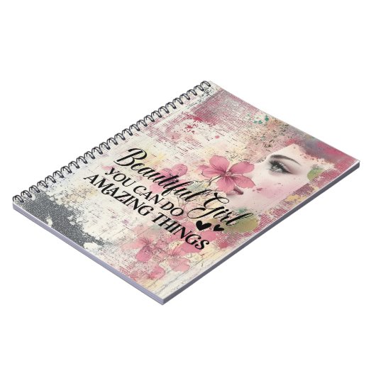 Mooie meid, je kunt geweldige dingen doen notitieboek (Linkerzijde)