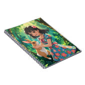 Mooie meid met haar konijn notitieboek (Rechterzijde)