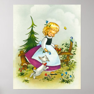Mooie meid met hond poster