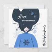 Mooie meid, prettige winter kaart (Voorkant)