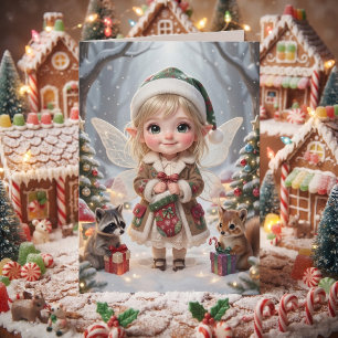 Mooie meisje bos-thema kleurplaat Kerstmis Kaart
