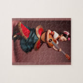 Mooie Meisje dat Gitaar Speelt Legpuzzel (Horizontaal)
