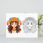 Mooie meisje kleurplaat (Staand voorkant)