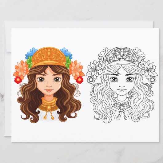 Mooie meisje kleurplaat (Voorkant)