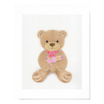 Mooie Meisje Knuffelbeer Kinderkamer Kunstprint
