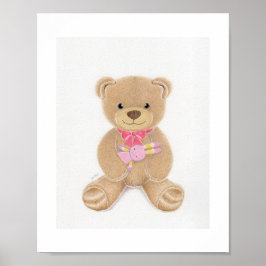 Mooie Meisje Knuffelbeer Kinderkamer Kunstprint Poster