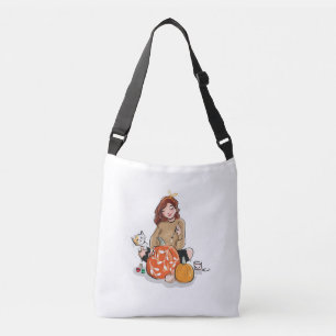 Mooie Meisje met Bruin Haar Kleurt Pompoenen Crossbody Tas