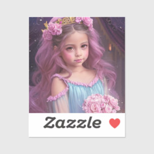 Mooie meisje met roze bloemen in haar haar sticker