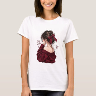 Mooie meisje rode jurk T-shirt | Vrouwelijke mode