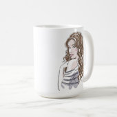 Mooie meisje schets koffiemok (Voorkant rechts)