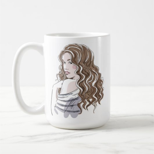 Mooie meisje schets koffiemok (Links)