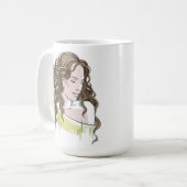 Mooie meisje schets koffiemok (Voorkant links)