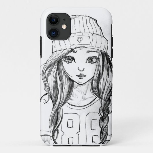 Mooie meisje Tekening Hoesje (Achterkant)