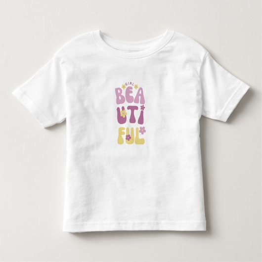 Mooie Meisje Typografie Schattigee Bloemen Kinder Shirts (Voorkant)