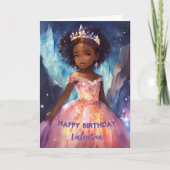 Mooie meisje volledige jurk prinses verjaardag kaart (Voorkant)