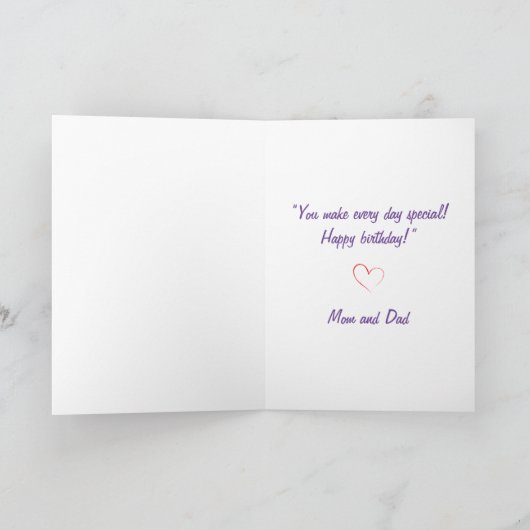 Mooie meisje volledige jurk prinses verjaardag kaart (Binnen)