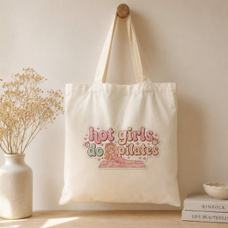 Mooie Meisjes Doen Pilates Esthetische Boodschappe Tote Bag