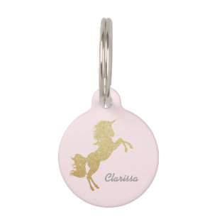 Mooie meisjes goudglitter unicorn huisdierpenning