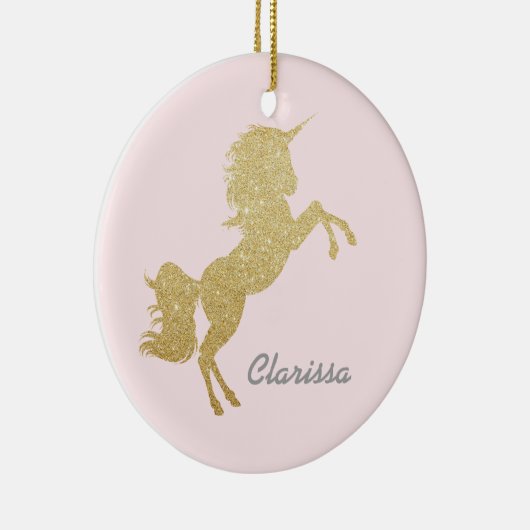 Mooie meisjes goudglitter unicorn keramisch ornament (Rechts)