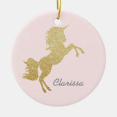 Mooie meisjes goudglitter unicorn keramisch ornament (Voorkant)