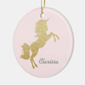 Mooie meisjes goudglitter unicorn keramisch ornament (Links)