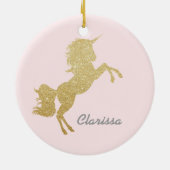 Mooie meisjes goudglitter unicorn keramisch ornament (Achterkant)