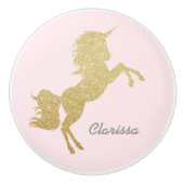 Mooie meisjes goudglitter unicorn keramische knop (Voorkant)