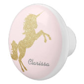 Mooie meisjes goudglitter unicorn keramische knop (Rechts)