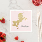 Mooie meisjes goudglitter unicorn servet (Insitu)