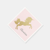 Mooie meisjes goudglitter unicorn servet (Hoek)