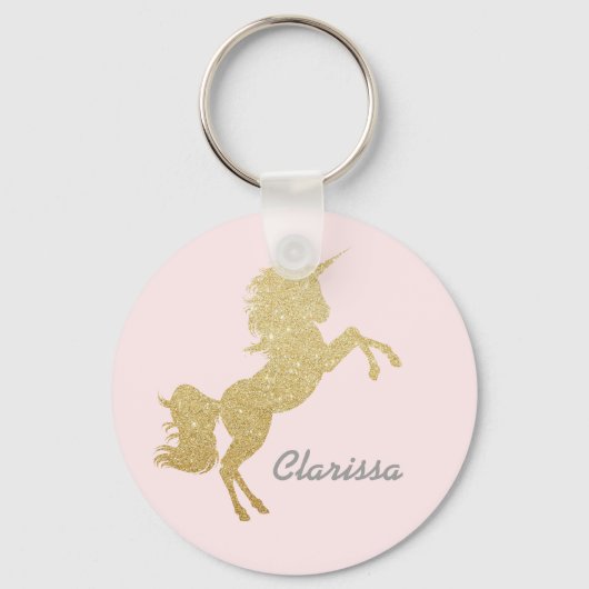 Mooie meisjes goudglitter unicorn sleutelhanger (Voorkant)