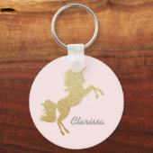 Mooie meisjes goudglitter unicorn sleutelhanger (Voorkant)