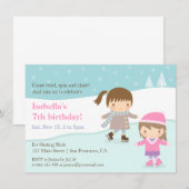 Mooie meisjes ijsschaatsen verjaardagsfeest uitnod kaart (Voorkant / Achterkant)