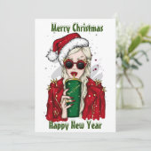 Mooie meisjes kerstkaart met platte afbeelding (Staand voorkant)