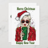 Mooie meisjes kerstkaart met vlak ontwerp (Voorkant / Achterkant)