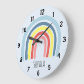 Mooie Meisjes Kleurrijke Regenboog Cartoon en Naam Grote Klok (Hoek)