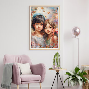 Mooie Meisjes met Bloemen Poster