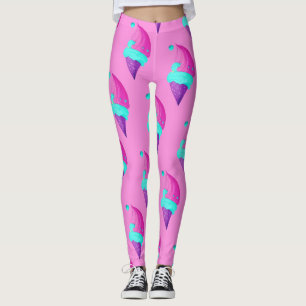 Mooie Meisjes Pop Kleur Roze Blauw Ijs Patroon Leggings