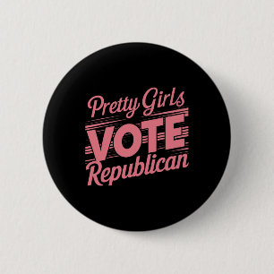 Mooie Meisjes Stemmen Republikeins Amerikaans Patr Ronde Button 5,7 Cm