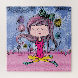 Mooie meisjes yogatekening legpuzzel