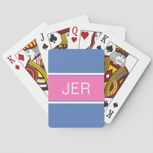 Mooie Meisjesachtige Aangepaste Monogram Beginlett Pokerkaarten (Achterkant)