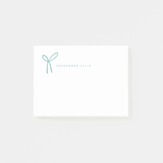Mooie Meisjesachtige Aqua Lint Boog Briefpapier Post-it® Notes (Voorkant)