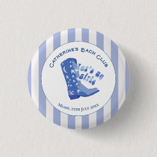 Mooie meisjesachtige blauwe cowboylaars streep ronde button 3,2 cm