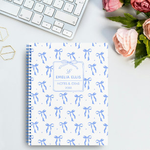 Mooie meisjesachtige blauwe en witte Coquette stri Notitieboek