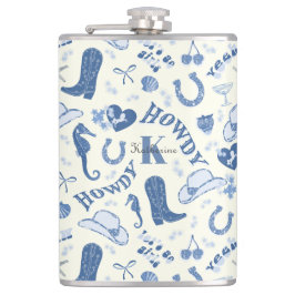 Mooie meisjesachtige blauwe kust cowgirl naam mono heupfles