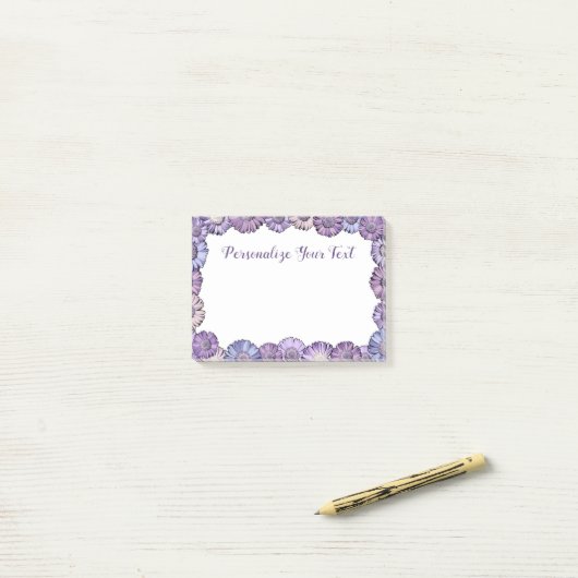 Mooie meisjesachtige bloemenrand pastel boho aange post-it® notes (Op bureau)